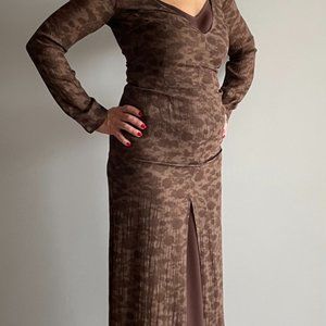 Massimo Rebecchi Women’s Brown Print Long Sleeve Dress Italy Sz 38